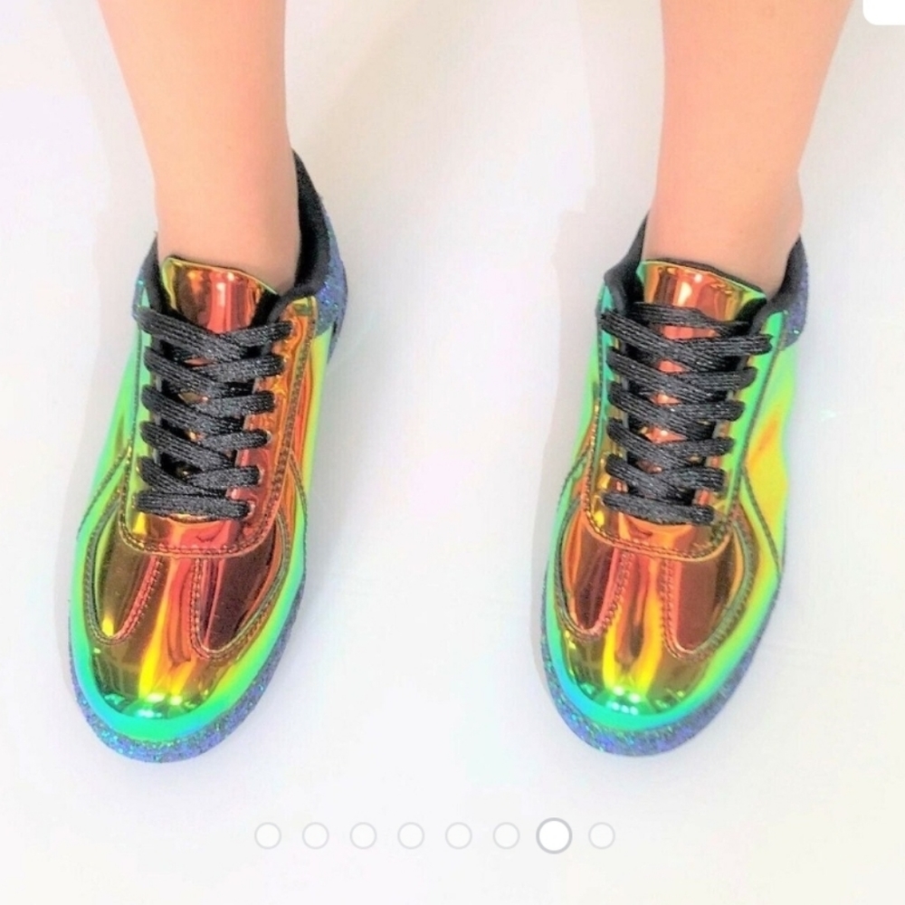 Luminous Hologram Glitter Kicks Sneakers Brand New - Picture 8 of 8
